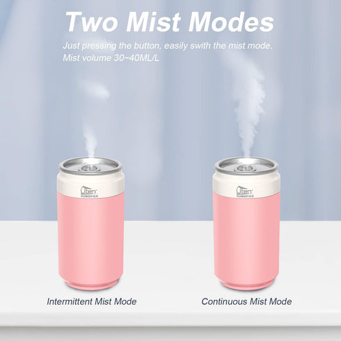 Humidifiers, Humidifier for Bedroom, Can Air Humidifier, Humidifiers for Home and Plants, USB Powered And Battery Powered Portable for Home Office Car Outdoor, 2 Mist Modes, Night Light, Auto-Off by Uten