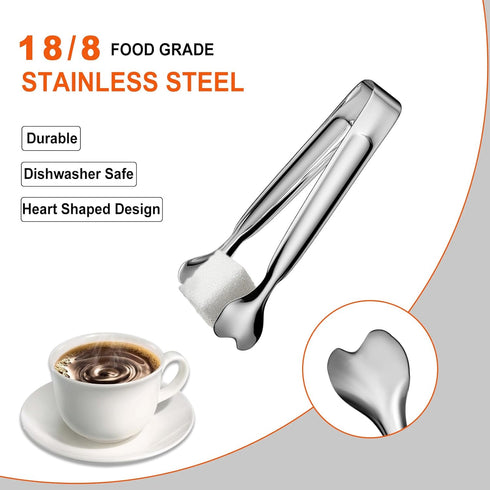 Anytrp Mini Serving Tongs, 18-Packs Stainless Steel Sugar Tongs, 4.3inch Ice Tongs for Kitchen Appetizers, Coffee Bar,