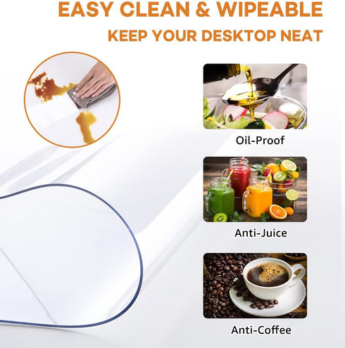 36 inch 1.5mm Multi-Size Dia Round PVC Clear Table Protector Thick Plastic Tablecloth Large Clear Vinyl Table Pad Mat
