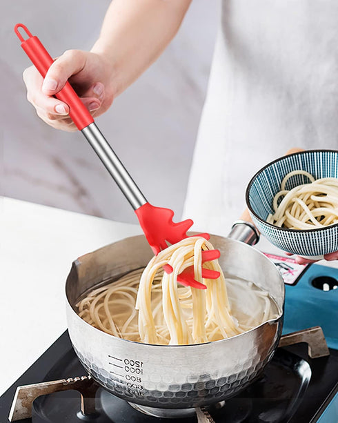 Kitchen Heat Resistant Silicone Pasta Fork, Pack of 2 Noodle Spoon Server, BPA Free Spaghetti Strainer, Best Cooking