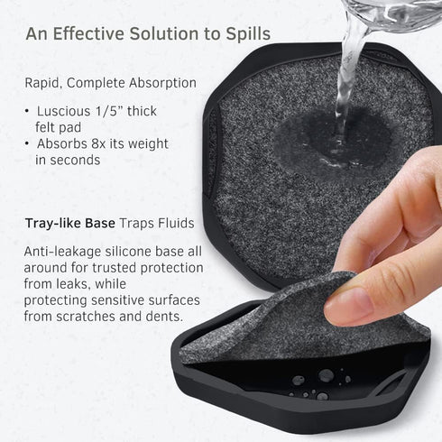 Set 4 UMIRRO Black Coasters for Drinks for Tabletop Protection with Super Absorbent Felt Pad, Cool Cup mats for Wooden