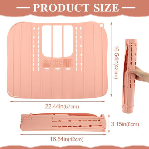 Bathroom Sink Cover for Counter Space, Foldable Sink Toppers, Silicone Makeup Brush Cleaning Mat, Light Pink