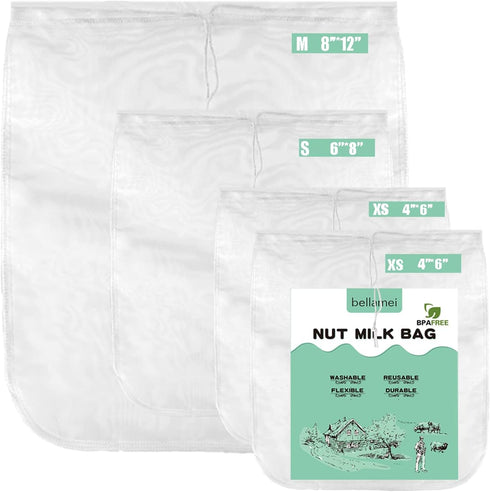 4 pack Nut Milk Bag Reusable Food Strainers Nut Bags For Straining
