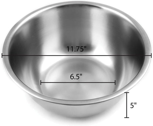 Fox Run Large Mixing Bowl, 6.25-Quart, 11.75 x 5.5 Inches, Stainless Steel, Metallic