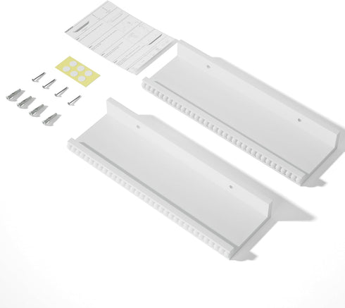 Set 2, 15.7 Inch Alsonerbay White Floating Shelves Wall Mounted of Modern White Shelves with Lip, Wood Wall Shelves