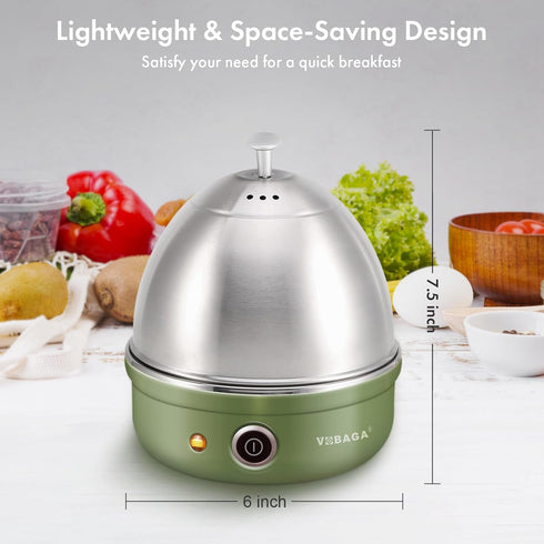 7-Egg VOBAGA Electric Egg Cooker, Rapid Egg Boiler with Auto Shut Off for Soft, Medium, Hard Boiled, Poached, Steamed