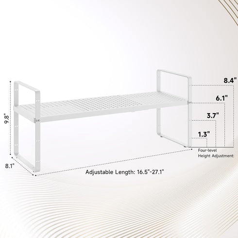 taiheis Organizer,2Pack 8.1" 16.5~27.1" Hole Pattern Expandable Shelf Wide Easy to Assemble Cabinet Organizer Shelf