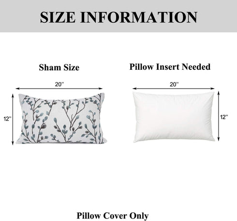 YOUR SMILE Classical Embroidery Jacquard Chenille Decorative Throw Pillow Case, 12x20 inch, Teal Leaf