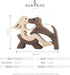 BOBO BIRD Wooden Dog Cat Family Statue, Handmade Wood Decoration, Cute Puppy and Kitty Figurine Craft for Home