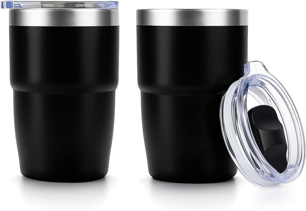 Zenbo 8 oz Stackable Espresso/Coffee Cups with Magnetic Lid, Ceramic-Lined 18/8 Stainless