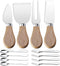 Mini Cheese Knife Set with Wood Handle, Stainless Steel Charcuterie Knife Set with 4 Fruit Forks & Spoons