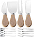 Mini Cheese Knife Set with Wood Handle, Stainless Steel Charcuterie Knife Set with 4 Fruit Forks & Spoons