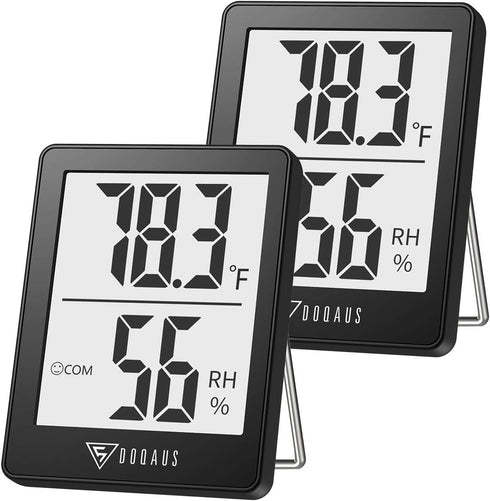 DOQAUS Humidity Meter, 2 Pack Room Thermometer Indoor, Hygrometer with 5s Fast