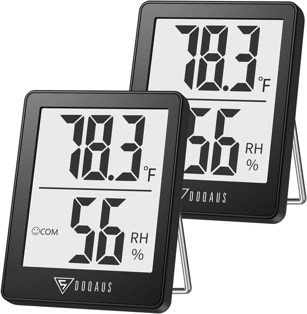 DOQAUS Humidity Meter, 2 Pack Room Thermometer Indoor, Hygrometer with 5s Fast