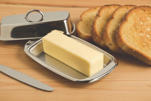 4" 7.5" Cuisinox Stainless Steel Butter Dish with Lid, x