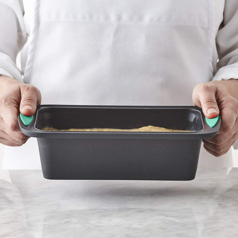 Trudeau Structure Loaf Pan, Silicone Bakeware 8.5" x 4.5", Mint/Black