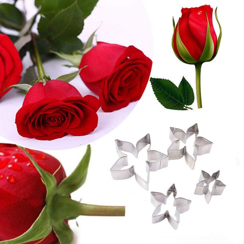 18pcs Gumpaste Flower Mold - Austin Rose Petal Calyx Leaf Cutter Set, Sugarcraft Fondant Modelling Tools for Cake
