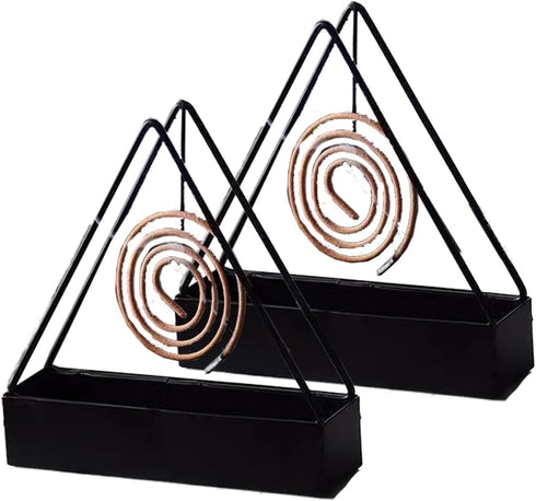 Designer Portable Iron Mosquito Coil Holder - 2 pcs Sets with Handle, Fireproof Material Incense Holder