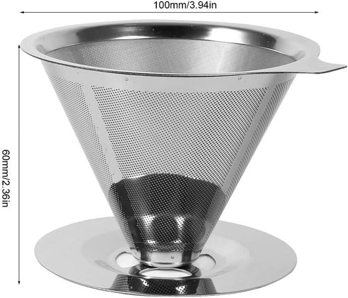 Coffee Filter Cup, fosa 1Pc Stainless Steel Coffee Cup Filter for Pour Over Coffee Makers