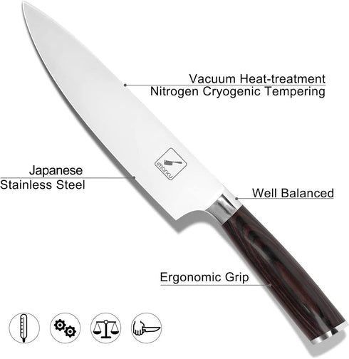 imarku Chef Knife - 8 Inch Sharp Kitchen Knife, HC Steel Japanese Paring Knife, Birthday Gifts for Women/Men, Premium