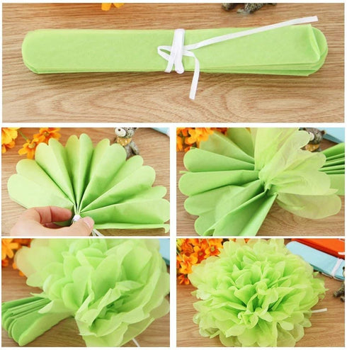 Set of 20 Paper Pom Poms Color Tissue Flowers Hanging Fans for Celebration Wedding Birthday Party Halloween Christmas