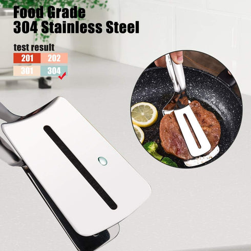 12 Inch Long Kitchen Spatula - 304 Stainless Steel Slotted Spatula, Double Blade Cooking Utensil, 2 Pcs Anti Rust