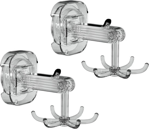 Hanging Utensil Holder Hooks, Kitchen Utensil Hanger Wall Mount with 360° Rotating Hook, 2 Pack Transparent