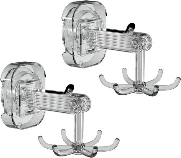 Hanging Utensil Holder Hooks, Kitchen Utensil Hanger Wall Mount with 360° Rotating Hook, 2 Pack Transparent