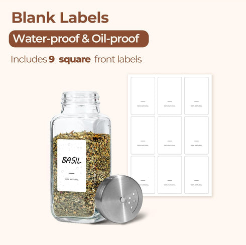 8oz 6PCS9 Set Set, ComSaf Spice Jars with Shaker lids Adjustable, DIY Labels, Spice Jars Trial & Supplement Empty