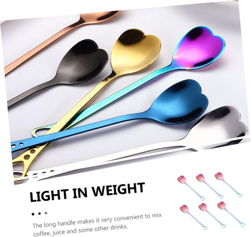 6pcs Stainless Steel Heart Shaped Spoon Demitasse Spoons Pudding Spoon Valentines Day Spoons Yogurt Spoon Small Dessert Spoons Mini Condiments Metal Heart Spoon Heart-shaped Coffee
