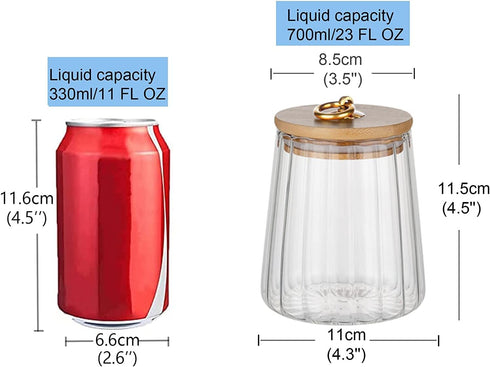 FANTESTICRYAN Airtight Glass Coffee Nuts Canister with Bamboo Lid, Decorative Container 700ml, 23 FL OZ