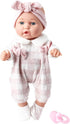 Enjoyin 12'' 13''x13'' 3+ Baby Doll in Gift Box with Pink Cloths, Pacifier, Microfabric Blanket, and Feeding Bottle.
