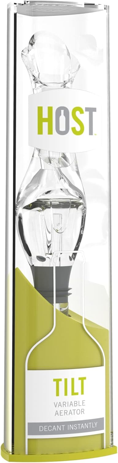 Host Tilt Variable Wine Aerator Pourer - Preserve Wine, Bottle Sealer, Drip Free Pourer, Clear