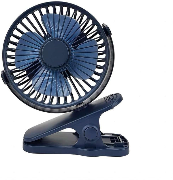 Mini Clip on Fan, 4 Inches - 2500mAh Rechargeable Battery Operated Stroller Fan for Bed, Outdoors, Car Seat (Blue)