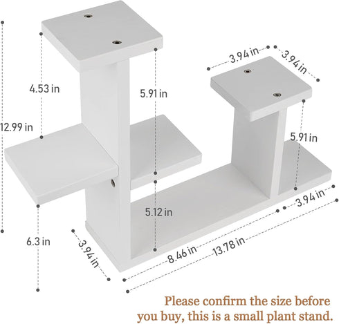 Compact White Wooden Mini Tabletop Plant Stand