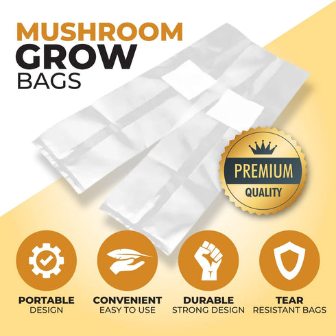Outward Creations 40 Pack, 13" 4 4 0.2 Mushroom Grow and Spawn Bags - Extra Thick Polypropylene Material, Tear