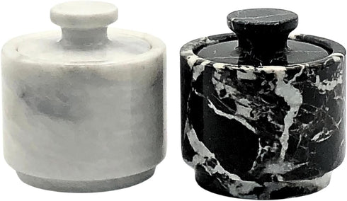 Premium Marble Salt Cellar with Lid 2 Pack | 3.5 oz Kitchen