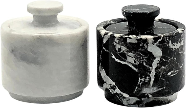 Premium Marble Salt Cellar with Lid 2 Pack | 3.5 oz Kitchen