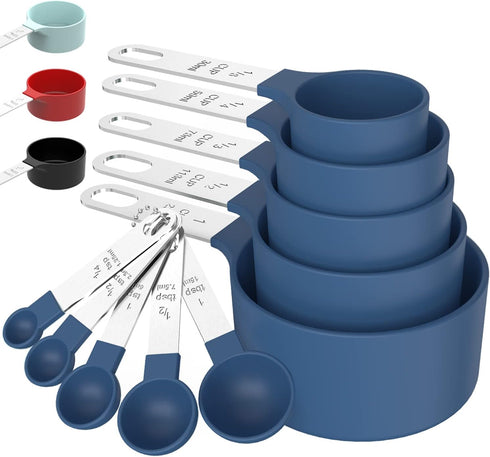 TILUCK Measuring Cups & Spoons Set, Stackable Cups and Spoons, Kitchen Gadgets for Cooking & Baking, Blue