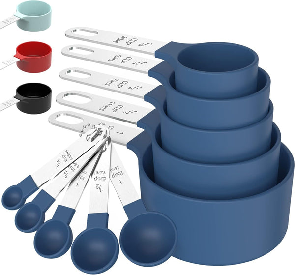 TILUCK Measuring Cups & Spoons Set, Stackable Cups and Spoons, Kitchen Gadgets for Cooking & Baking, Blue
