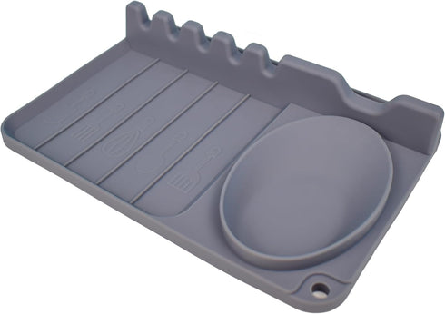 Silicone Utensil Rest with Large Spoon Rest & Drip Pad, Heat-Resistant Holder for Kitchen Counter