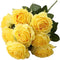 Jasion Artificial Roses Flowers - 10 Heads Silk Bouquet for Home Office Parties and Wedding Decoration (Yellow)