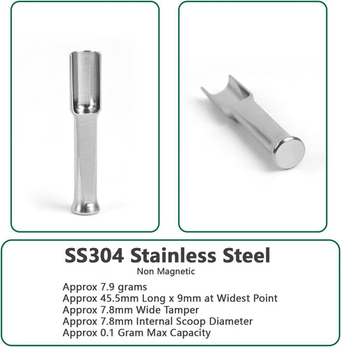 Mini SS304 Stainless Steel Scoop with Tamp Tool, 0.1 Gram Capacity Spoon for Sugar, Salt, Powder, Spices, Dishwasher