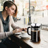 French Press Coffee Maker, 34oz 304 Stainless Steel with 4 Filters, Borosilicate Glass, Easy to Clean, Silver