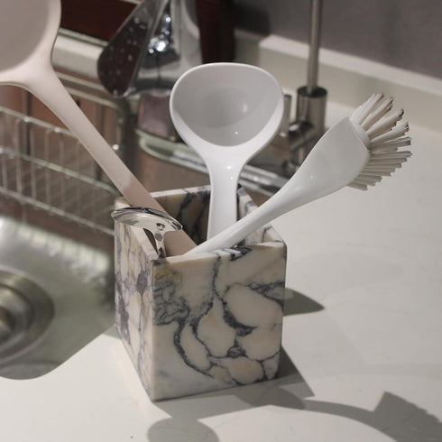 Genuine Calacatta Viola Marble Toothbrush Holders, Natural Marble Makeup Brush Holder for Bathroom Countertop Organizer