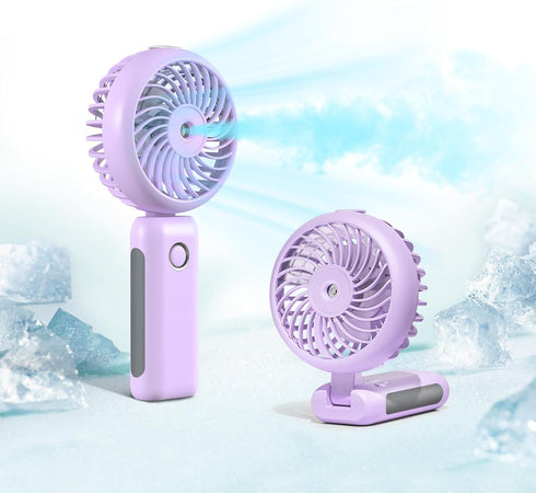 CIVPOWER Portable Misting Fan, Hand Held, 90° Adjustable, 4000mAh USB Rechargeable, 3 Speeds, Purple