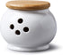 WM Bartleet & Sons 1750 Traditional Porcelain Garlic Storage Pot, 10cm, Wooden Lid, White, One Size