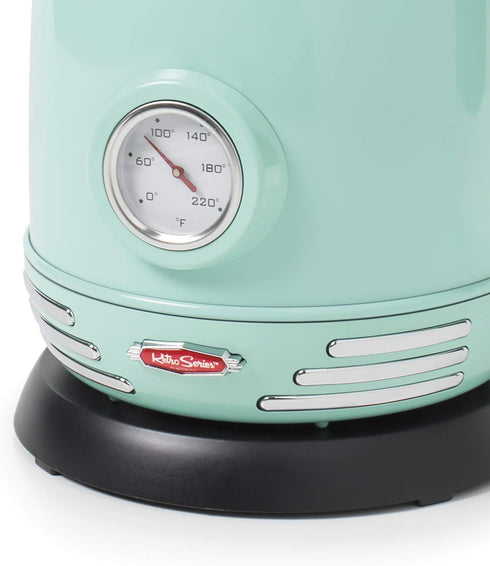 Nostalgia Retro Electric Tea and Water Kettle, 1.7 Liters, Stainless Steel, Auto-Shut Off, Aqua