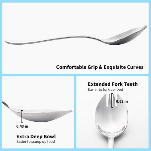 8-Pack 7.4 Inches Alata Sporks, Food-grade Stainless Steel Sporks, Long Handle Salad Forks For Dessert, Ice Cream