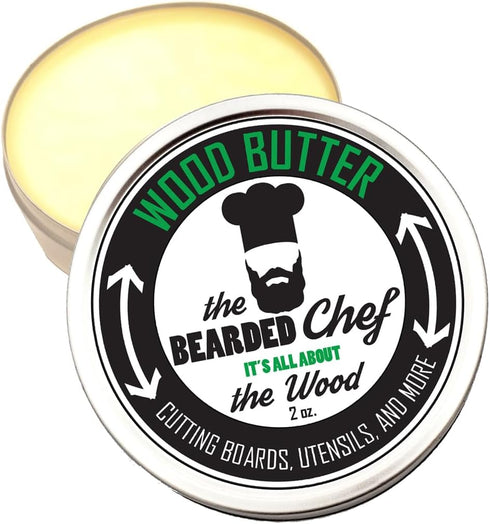 The Bearded Chef Wood Butter, 2 fl oz for Cutting Boards and Butcher Blocks, Made in the USA